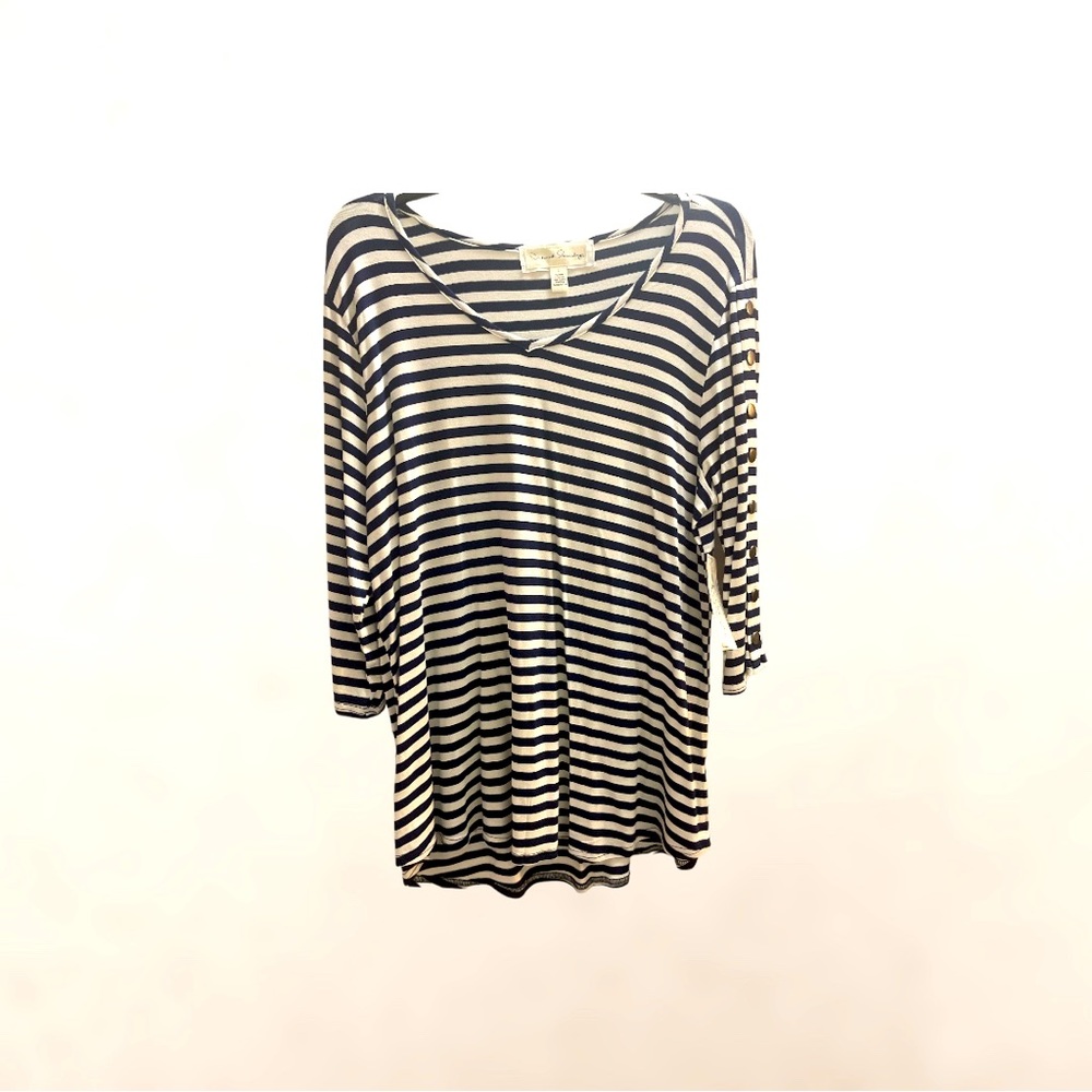 French Laundry. Blue and white long sleeve top. Size L.